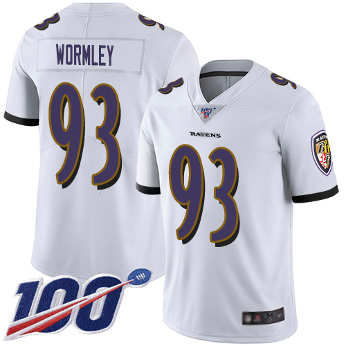 Baltimore Ravens Limited White Men Chris Wormley Road Jersey NFL Football #93 100th Season Vapor Untouchable